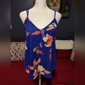 Blue floral Sienna Sky tank top blouse size XSmall